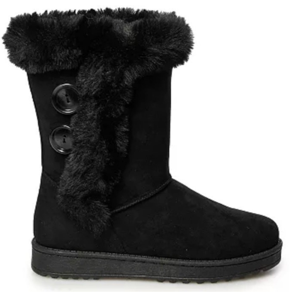 SO girl fur trimmed black boots